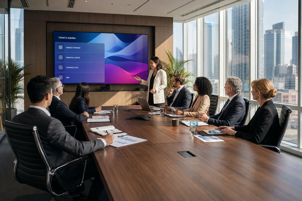 Diverse Professionals Collaborating In Modern Boardroom At Daylight Diverse Professionals Collaborating In Modern Boardroom At Daylight