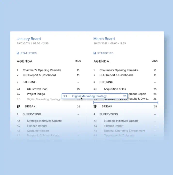 Manage multiple meeting agendas