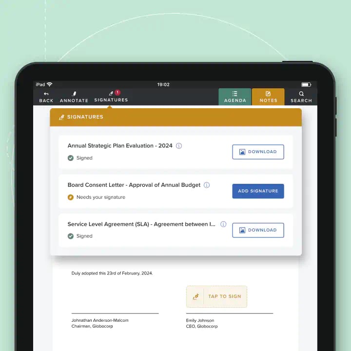 Funktionen för e-signering på iPad