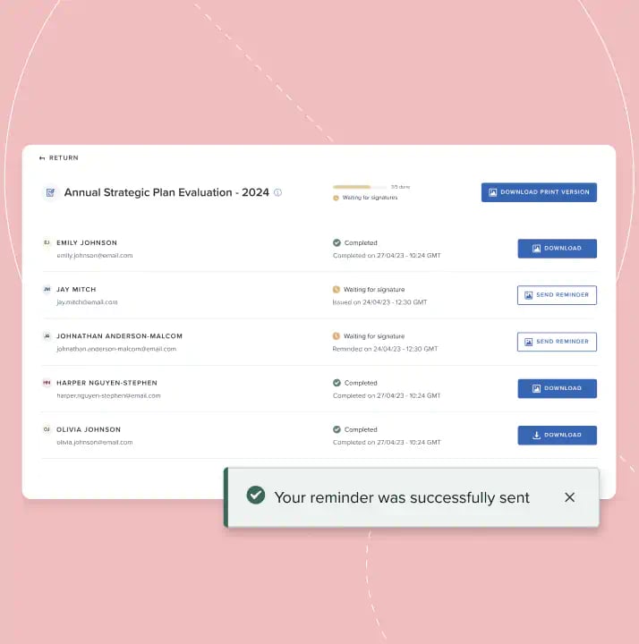 Alla digitala signaturer hanteras direkt i appen