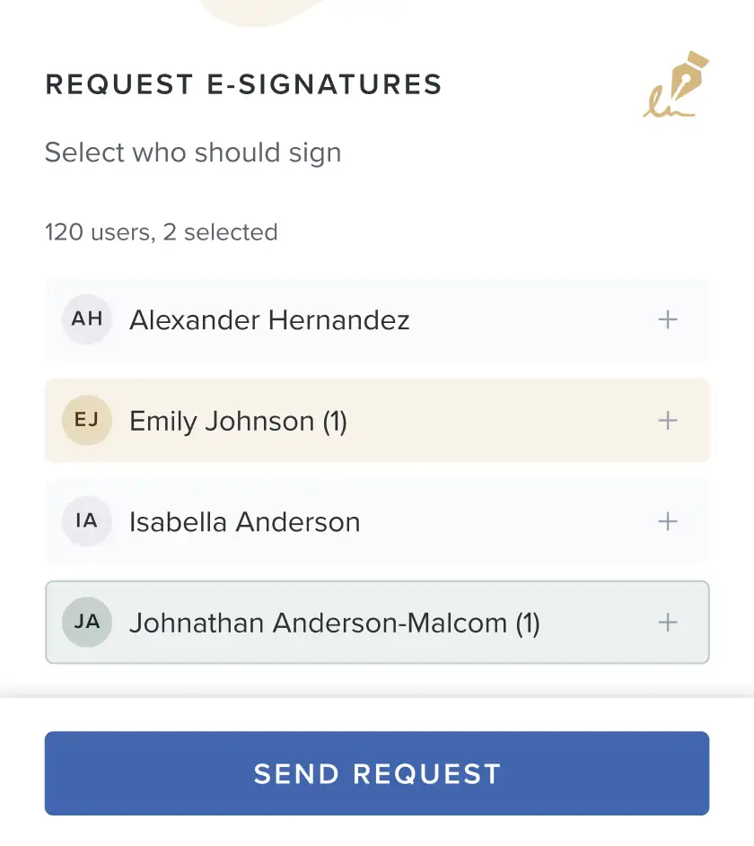 E-signatures feature